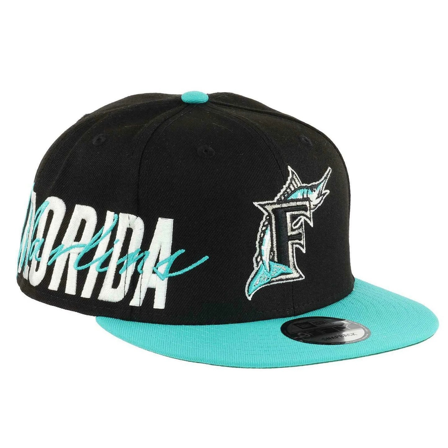 NEW ERA 9fifty kappe florida marlins side font, Schwarz