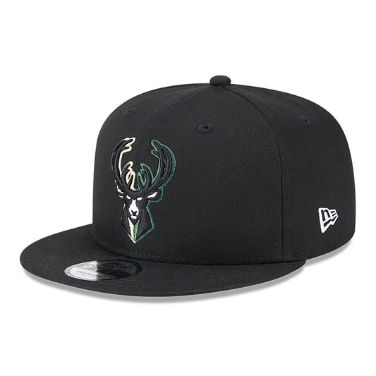 NEW ERA 9fifty kappe milwaukee bucks split logo, Schwarz