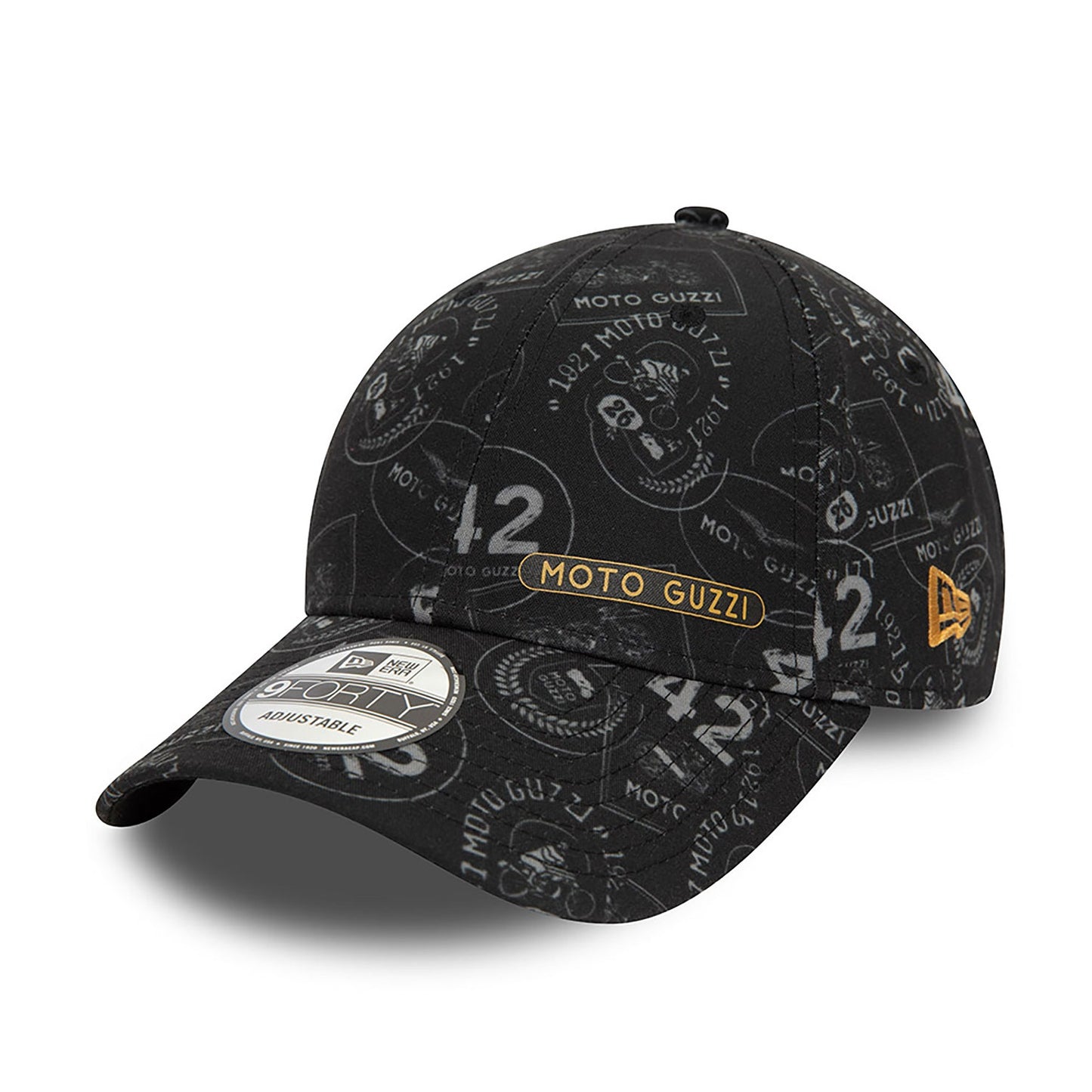 NEW ERA 9forty kappe moto guzzi all over print, Schwarz