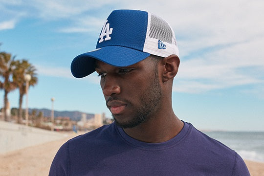 NEW ERA 9forty kappe la dodgers a-frame trucker. Blau