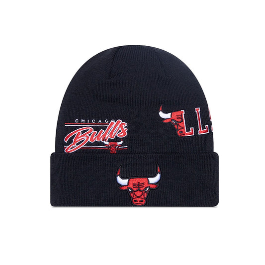 NEW ERA beanie multi patch chicago bulls cuff knit, Schwarz