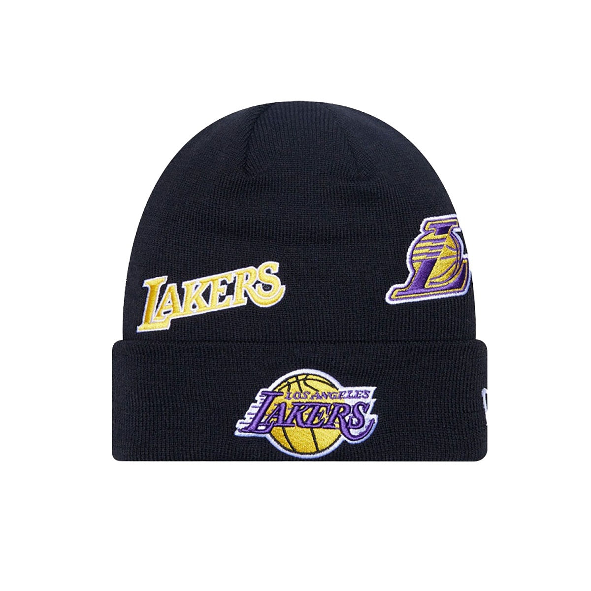 NEW ERA beanie multi patch la lakers cuff knit, Schwarz