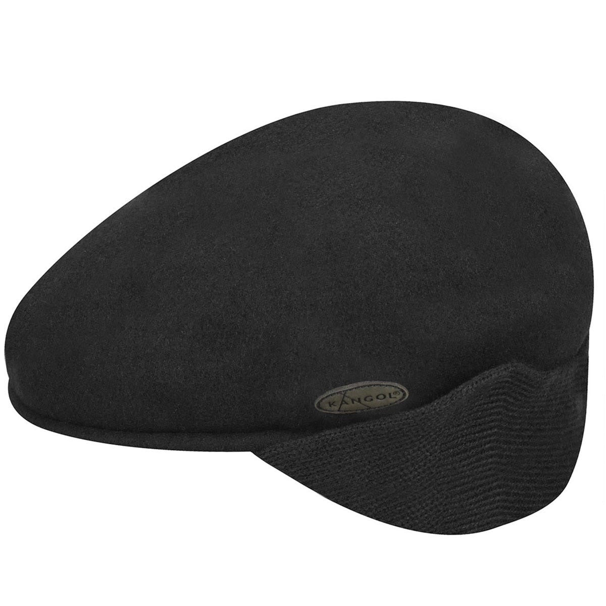 Kangol schiebermütze wolle 504 earlap flatcap, Schwarz