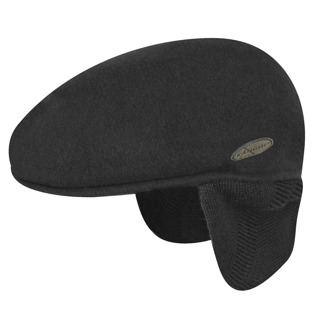 Kangol schiebermütze wolle 504 earlap flatcap, Schwarz